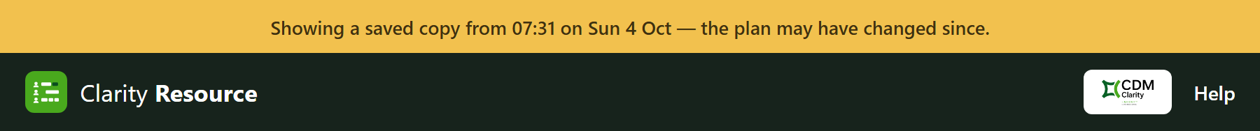 The yellow bar means a saved copy - it gives the time it was saved.